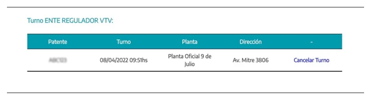 Paso 3 para consultar o cambiar el turno de la VTV en San Miguel